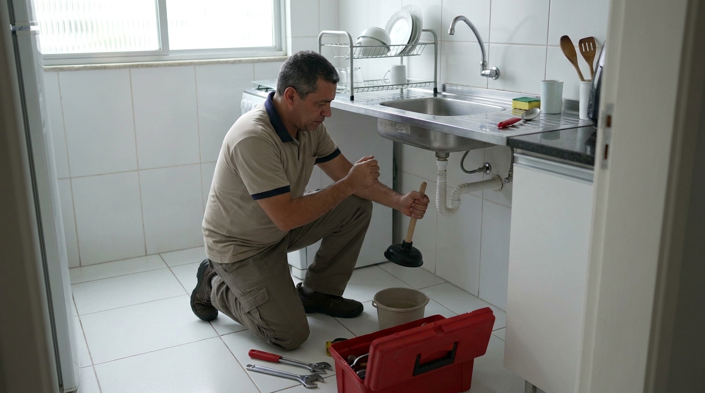Desentupimento de pia residencial em Barueri‑SP