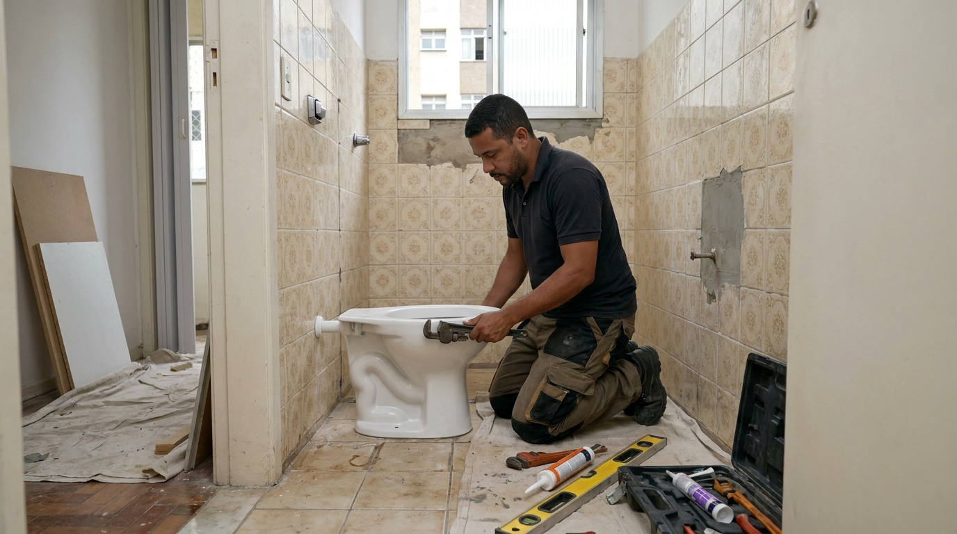 Instalação de vaso sanitário profissional em Barueri‑SP