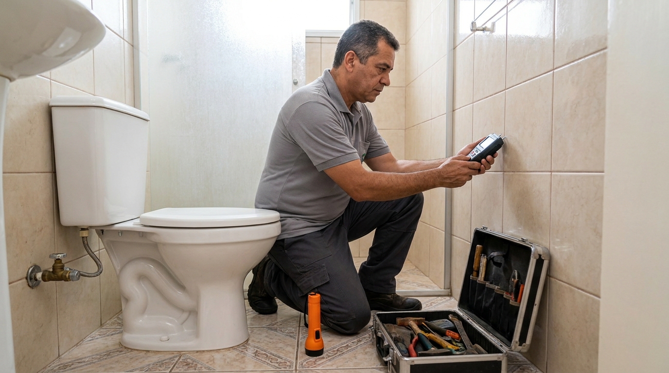 Técnico de caça vazamento com detector em Barueri‑SP